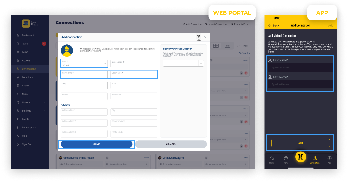 Add, Edit, Delete Connections