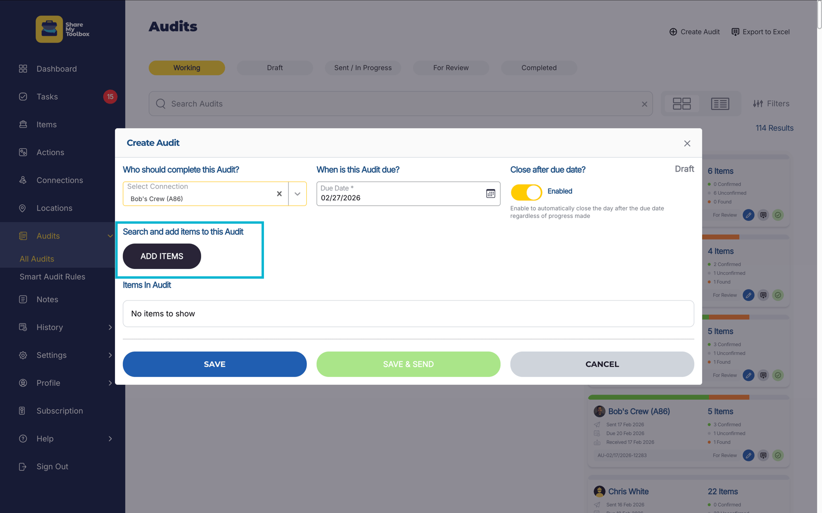 Creating, Receiving, and Conducting an Audit