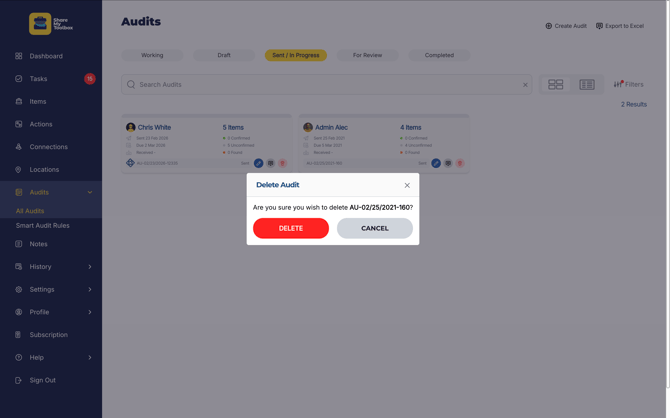 Audits-Delete Warning
