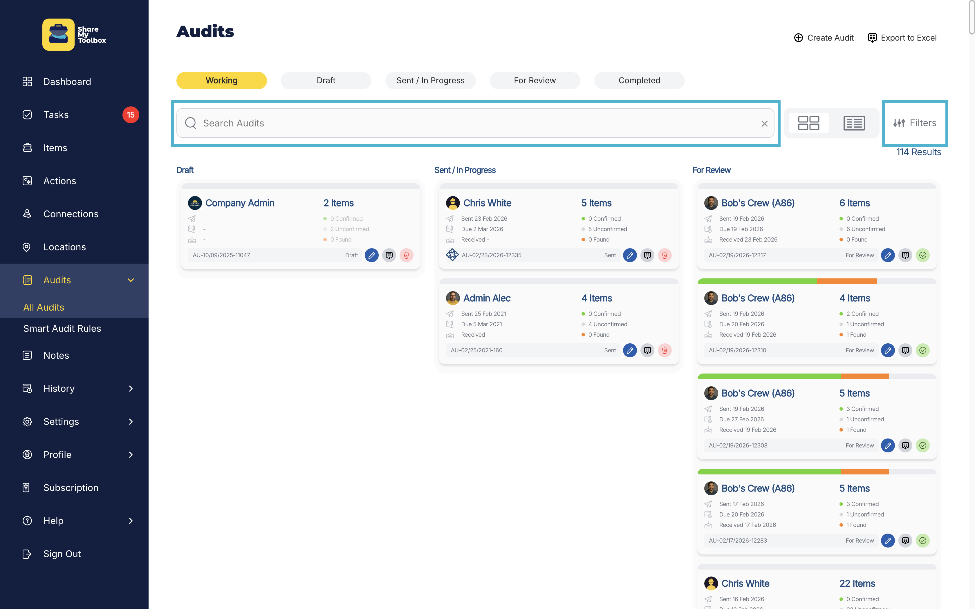 Creating, Receiving, and Conducting an Audit