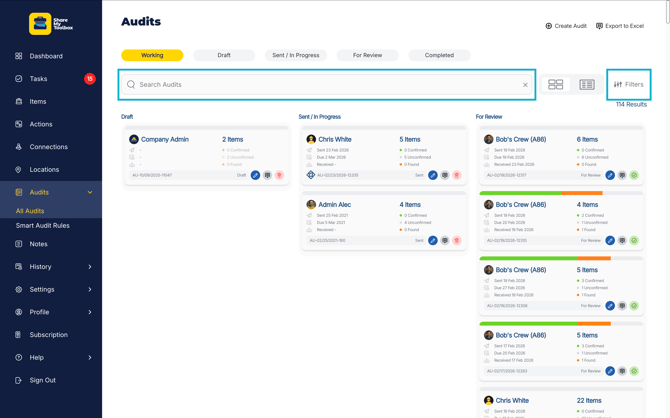 Audits-Search and Filter