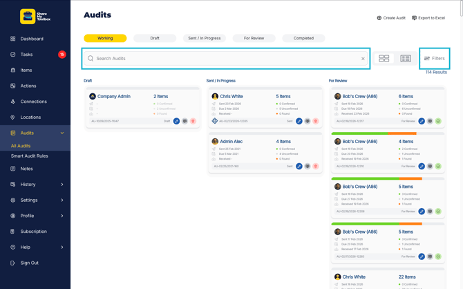 Audits-Search and Filter