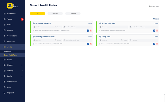 Audits-Smart Audit Main Screen