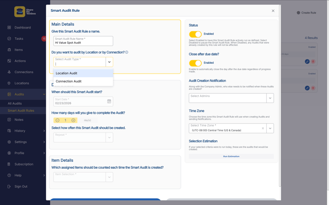 Audits-Smart Audit-Add-Main Details