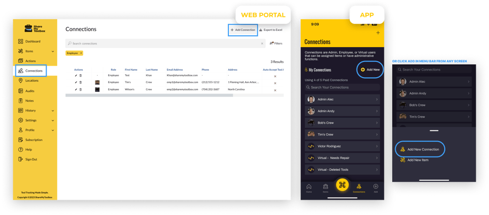 Add, Edit, Delete Connections