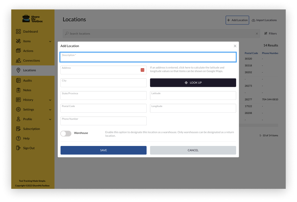 Add, Edit, Delete Locations