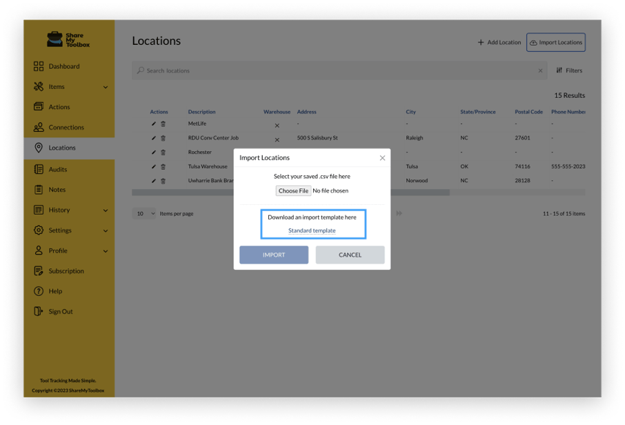 Add, Edit, Delete Locations