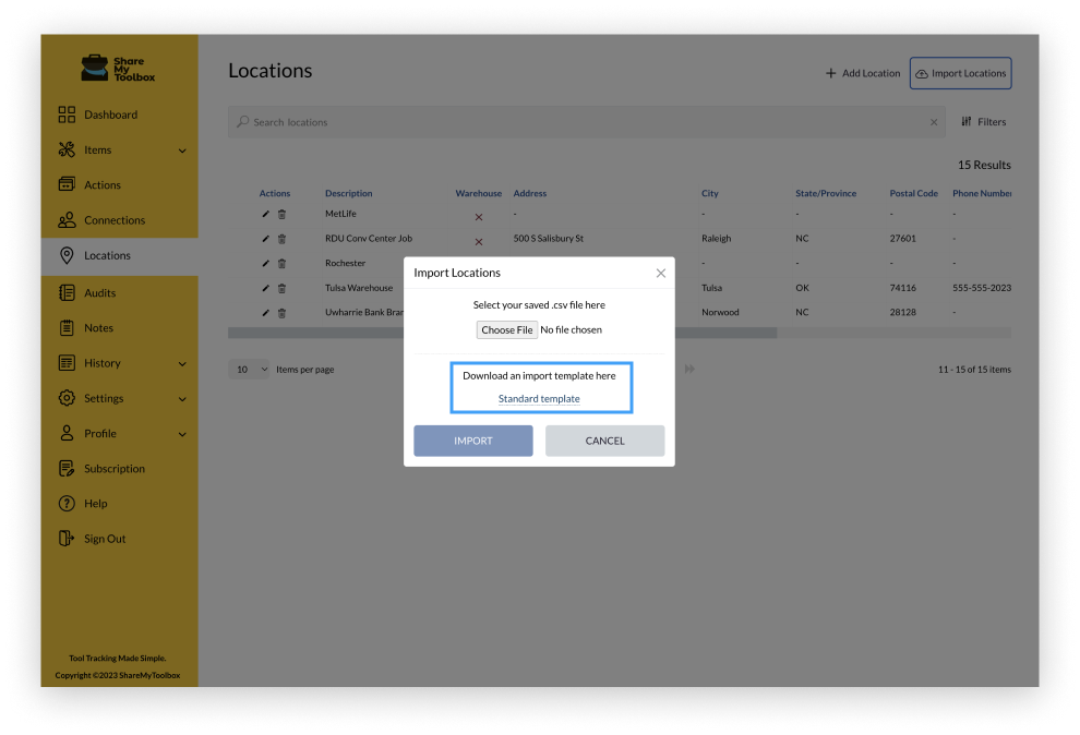 Add, Edit, Delete Locations