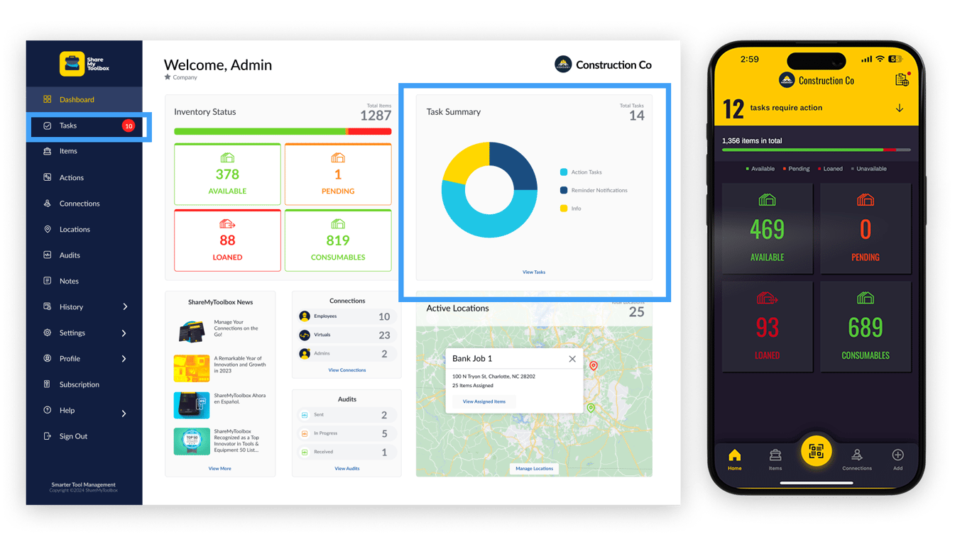Hms Task Menu Task Management: Action, Reminder, Info, Global